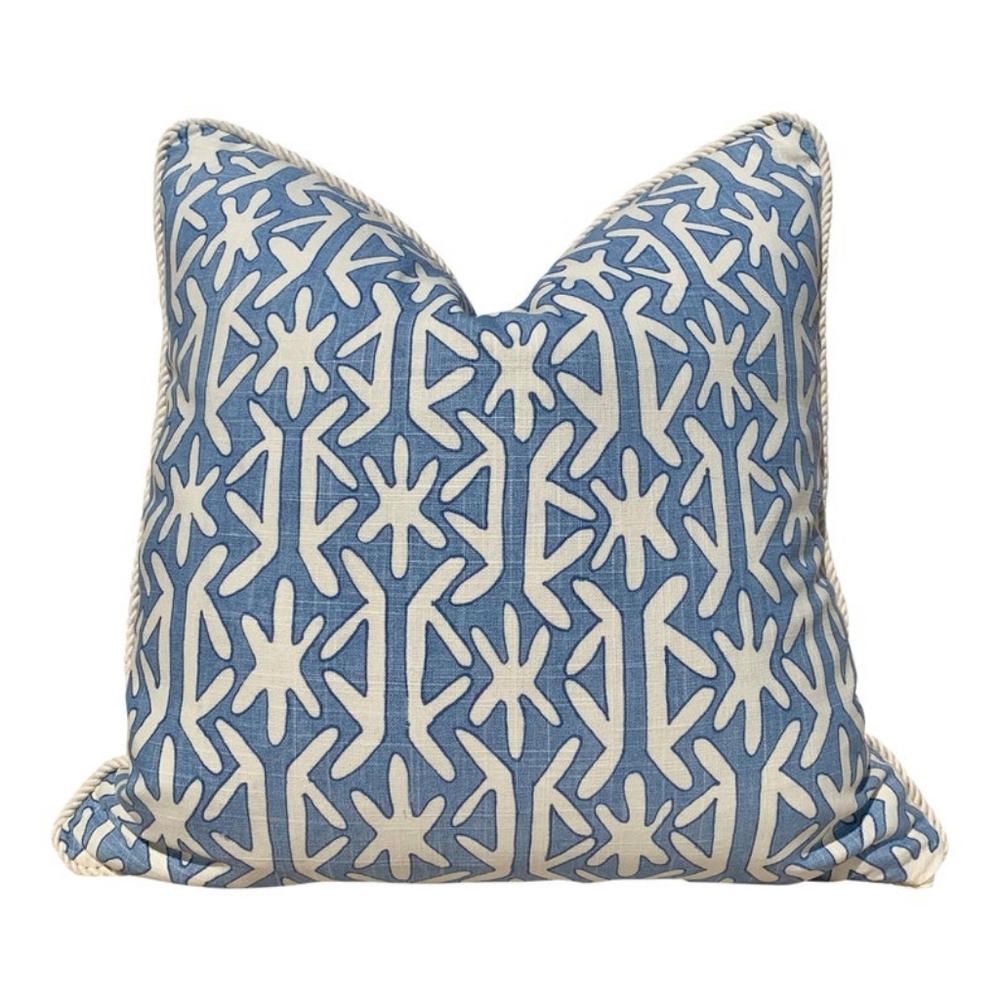 Thibaut Quadrille Pillow, Light Blue Embellished,